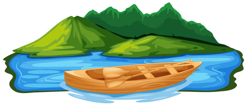 Wooden Paddle Boat in Nature