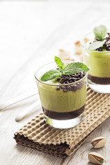 pistachio dessert on rustic backgrouns.