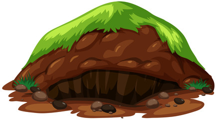 An Animal Underground Habitat on White Background