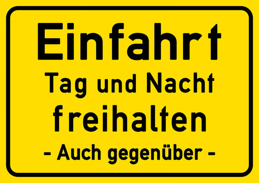 ms7 MarkierungSchild - A2 Poster - Einfahrt Tag und Nacht freihalten - Auch gegen&uuml;ber - DIN A2 A3 A4 Plakat - gelb schwarz - xxl g6220