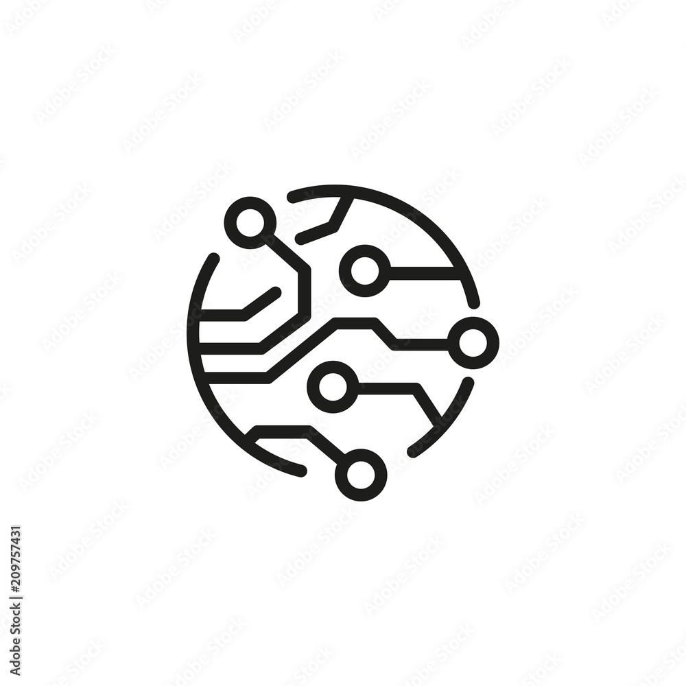 Poster circuit board line icon. electronics, motherboard, processor. computer concept. vector illustration 