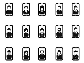 mobile phone avatar icons set