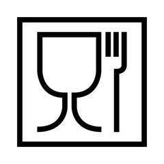 Food safe symbol. The international icon for food safe material are a wine glass and a fork symbol. Large version in cube
