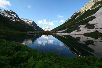Lake Kardyvach in the Caucasus mountains