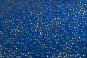 water drops on blue background texture