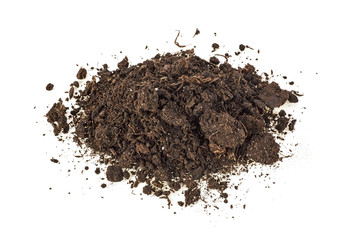 Heap of soil on a white background