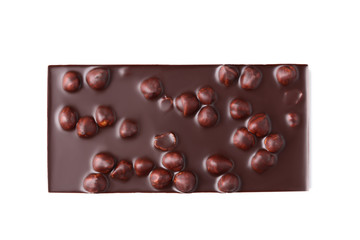 Chocolate bar with nuts isolated on white background