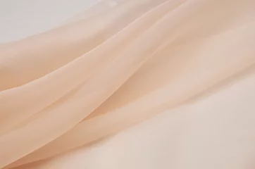 Printed roller blinds Dust Silk fabric, organza is light beige.