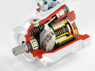 Axial piston pump in section - obrazy, fototapety, plakaty