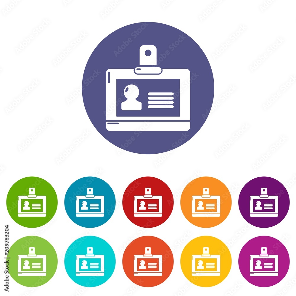 Poster badge office icons color set vector for any web design on white background