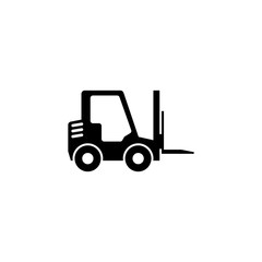 Forklift Delivery Truck. Flat Vector Icon illustration. Simple black symbol on white background. Forklift Delivery Truck sign design template for web and mobile UI element