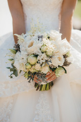 Spring wedding bouquet with white roses