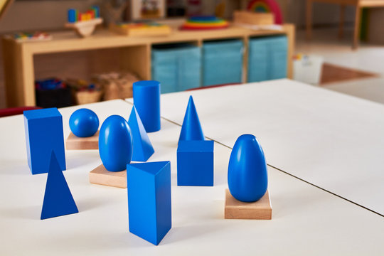 Wood Montessori geometrical solid volumes