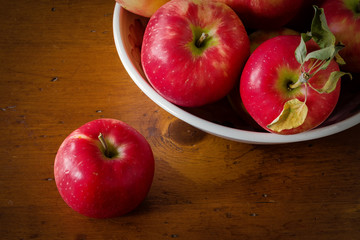 Ripe red honey crisp apples.