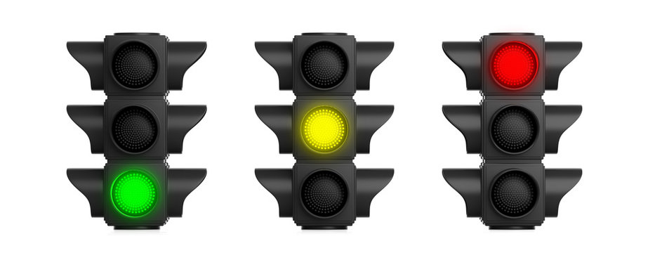 Traffic lights isolated on white background. 3d illustration