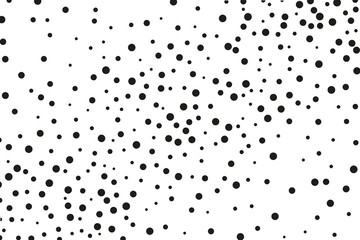 Splatter background. Black glitter blow explosion and splats on white. Black ink blow. Random polka dot Vector illustration