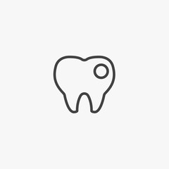 Tooth circle icon with long shadow. Flat design style