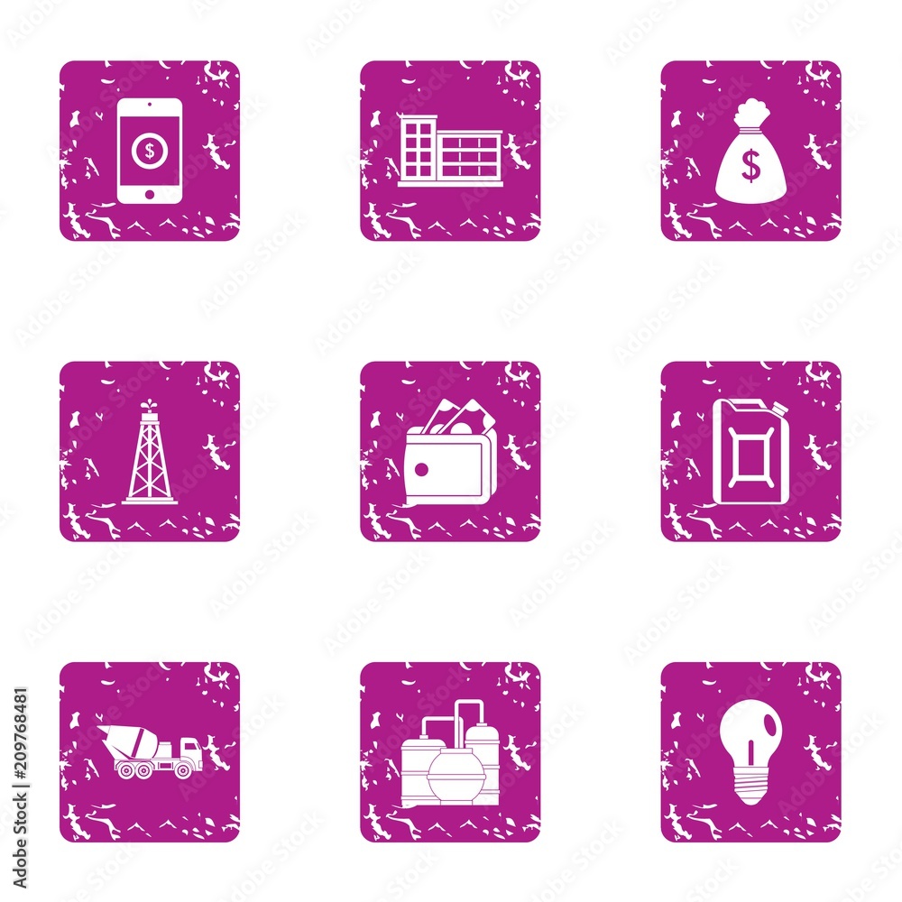 Poster property developer icons set. grunge set of 9 property developer vector icons for web isolated on wh