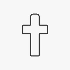 Gray Christian cross icon. Simple Christian cross on light background. Vector illustration.
