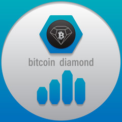 Bitcoin Diamond. Crypto currency sign emblem monochrome with a bar graph. Use for logos, icon, print products, page, design web site and mobile app. Vector illustration.