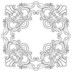 Vintage border frame engraving with retro ornament pattern in antique baroque style decorative design. Vector