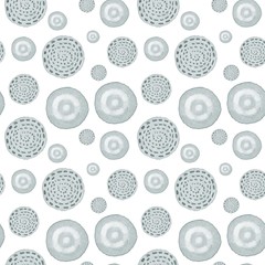 seamless decorative background of blue round circles elements on white background