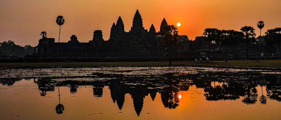 Reflection at sunrise, Angkor Wat, Cambodia