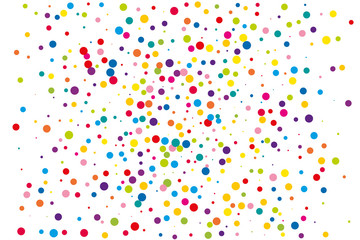 Fototapeta na wymiar Festival pattern with color round glitter, confetti. Random, chaotic polka dot. Bright background for party invites, wedding, cards