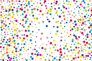 Festival pattern with color round glitter, confetti. Random, chaotic polka dot. Bright background  for party invites, wedding, cards