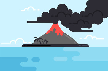 Fototapeta na wymiar Tropical volcano eruption.
