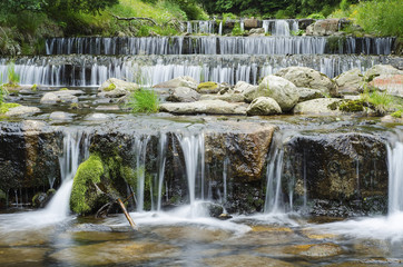 waterfall on a mountain river in the forest 9
