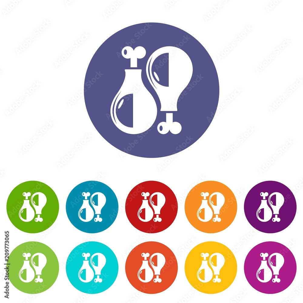 Poster chicken leg icons color set vector for any web design on white background