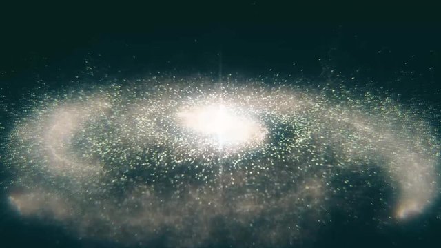 Galaxy in Deep Space. Spiral galaxy, animation of Milky Way. Flying through star fields and nebulas in space, revealing a spinning spiral galaxy