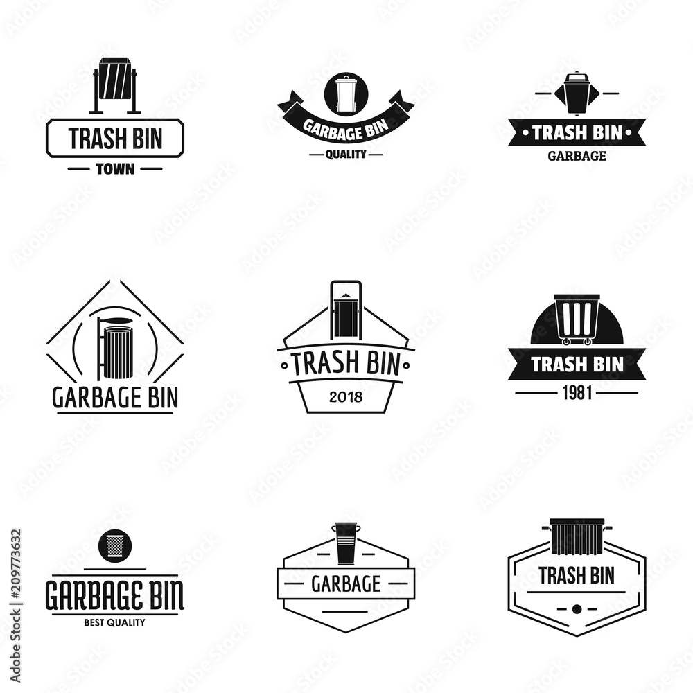 Poster garbage collection logo set. simple set of 9 garbage collection vector logo for web isolated on whit