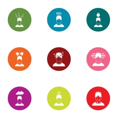 Bad team icons set. Flat set of 9 bad team vector icons for web isolated on white background