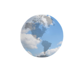 Earth Globe with blue sky with clouds