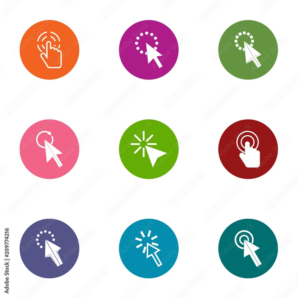 Poster clickthrough icons set. flat set of 9 clickthrough vector icons for web isolated on white background