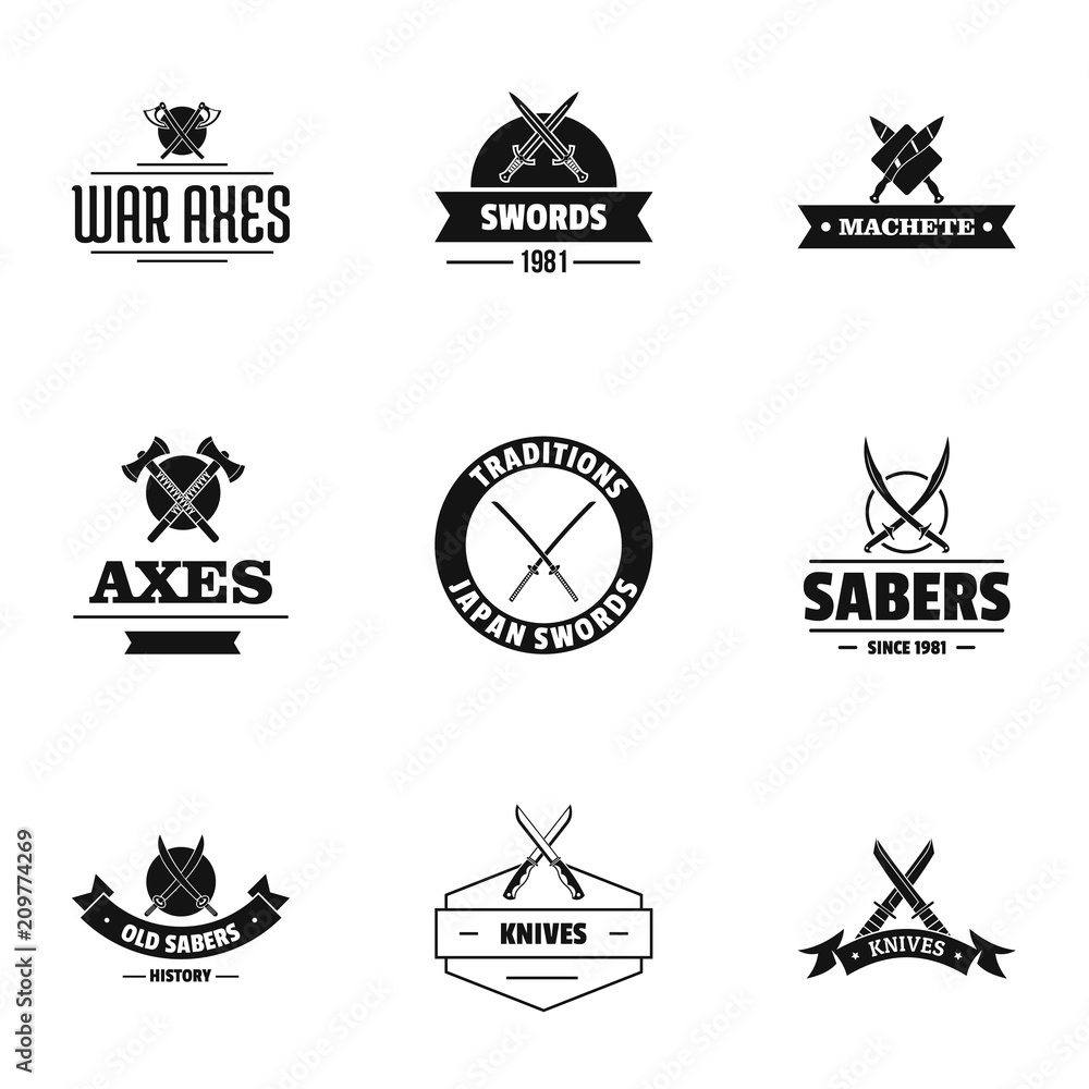Poster time of conflict logo set. simple set of 9 time of conflict vector logo for web isolated on white ba
