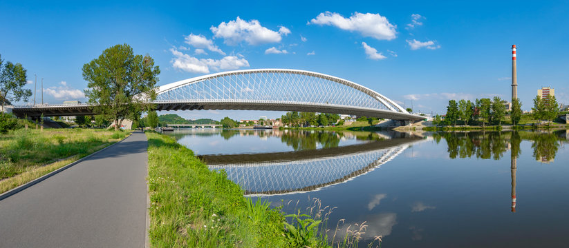 Modern Bridge Construction Connecting City over River, Metropolitan Infrastructure and Transportation