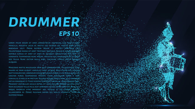 Drummer of the particles. The drummer in a school orchestra. The drummer breaks down into smaller molecules
