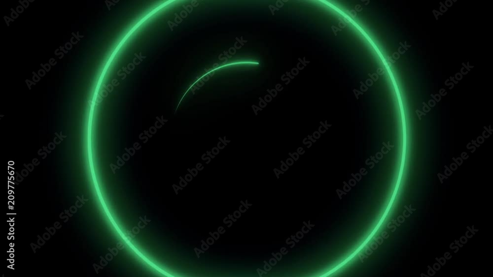 Poster neon rings. abstract background with animation of rotation circles with light rays and glow. animati