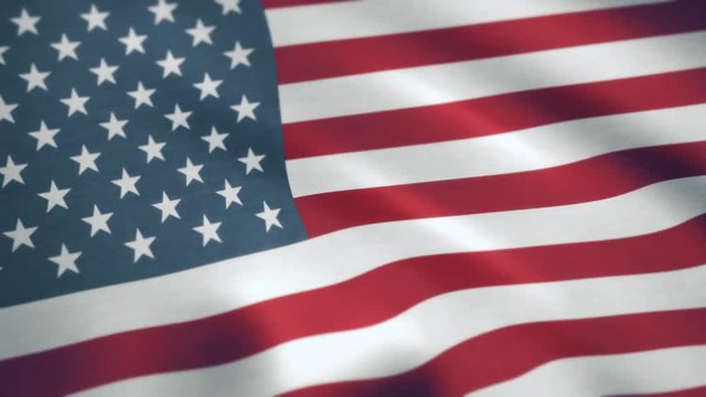 USA American Flag. Seamless Looping Animation. USA flag waving in the wind