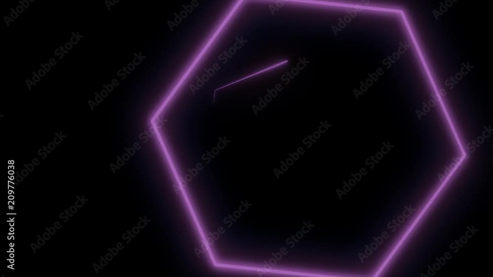 Poster neon hexagons abstract motion background. seamless loop design. video animation. violet hexagons