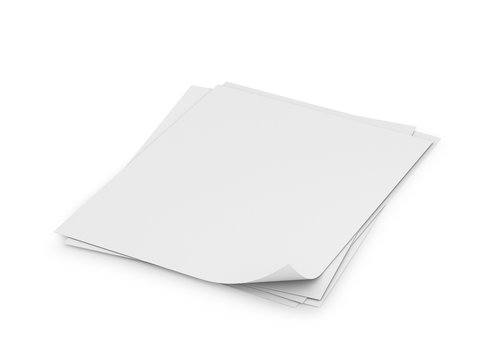 листы белой бумага, изолированных на белом фоне. 3d иллюстрации.