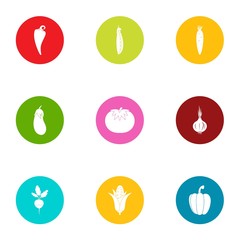 Harvest season icons set. Flat set of 9 harvest season vector icons for web isolated on white background