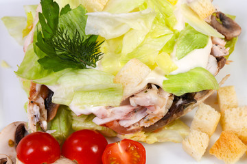 Ham and mushroom salad
