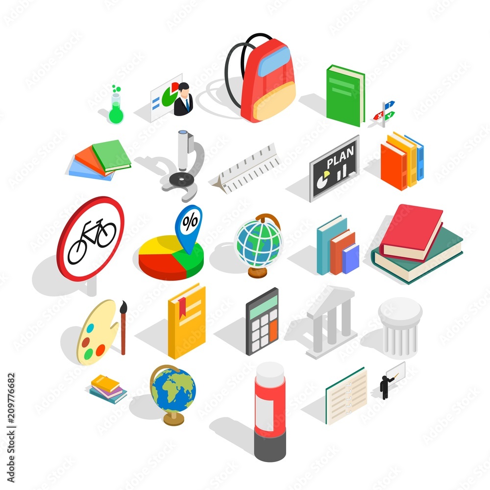 Poster information icons set. isometric set of 25 information vector icons for web isolated on white backgr