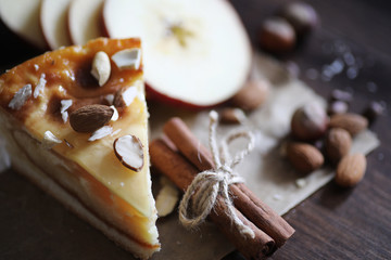Delicious pastry with cinnamon and fruit
