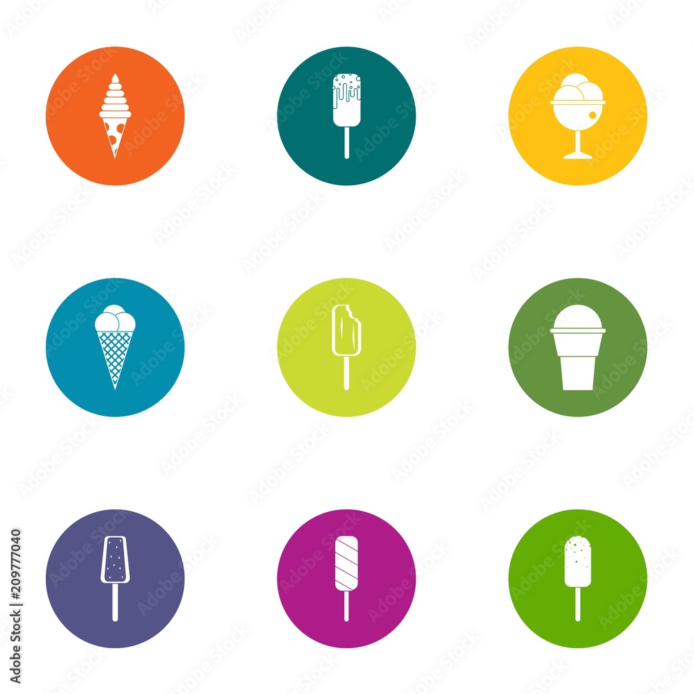 Poster sundae icons set. flat set of 9 sundae vector icons for web isolated on white background