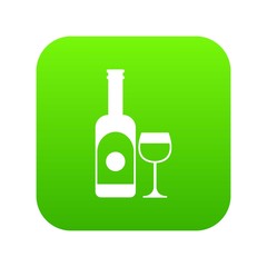Wine and glass icon digital green for any design isolated on white vector illustration